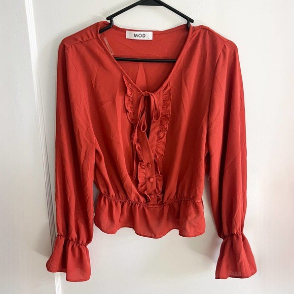 MOD On Trend Boutique Rust Blouse Large - Picture 1 of 9